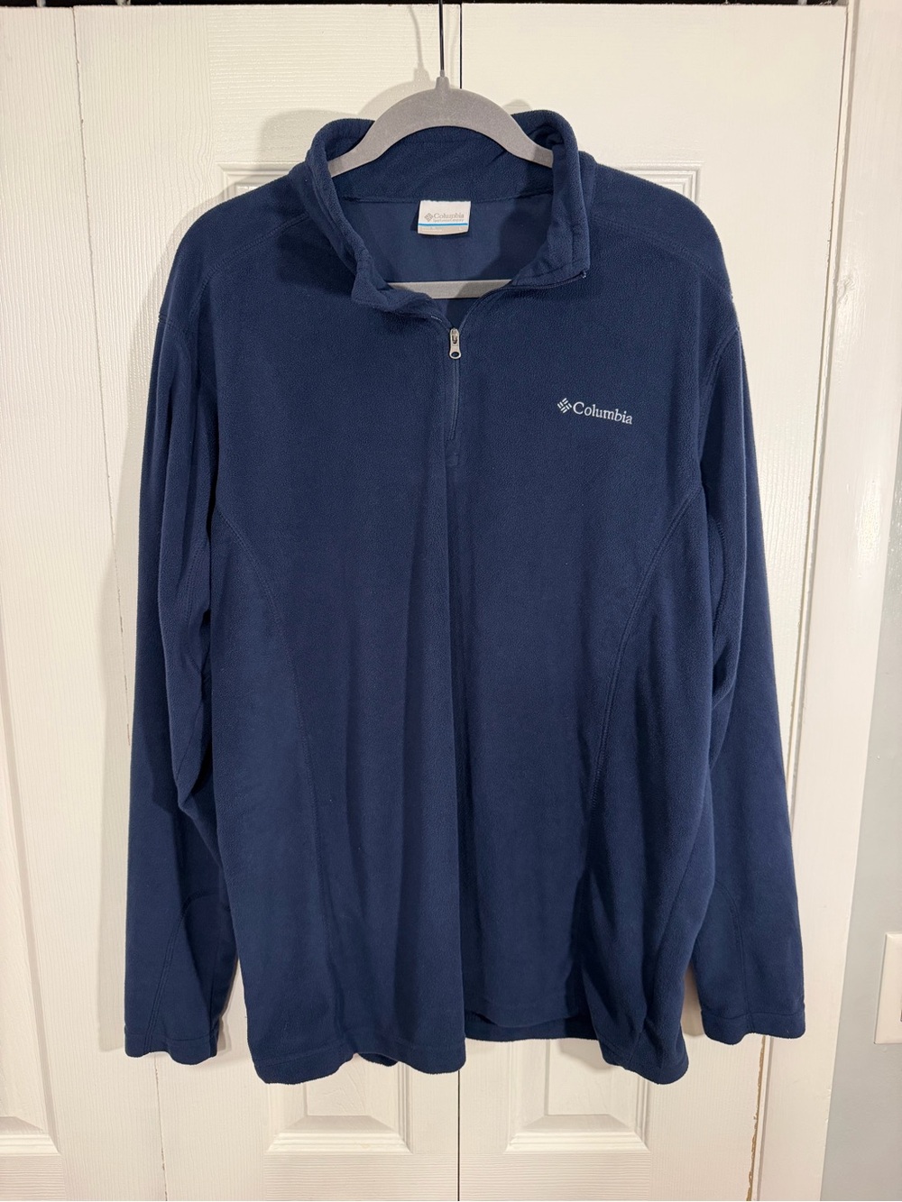 Columbia Quarter Zip Fleece Pullover L Navy Blue